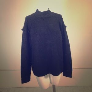 CeCe Pom Pom Mock Neck Long Sleeve Sweater